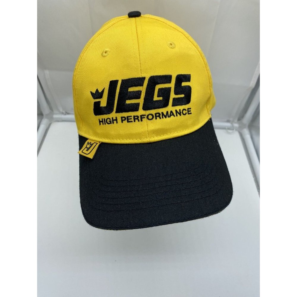 Jegs High Performance Yellow Black Baseball Cap Hat Hook Loop Adjustable
